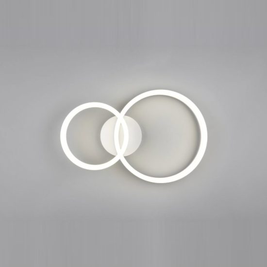 Plafoniera led 22w 4000k per soggiorno moderna bianca a 2 anelli