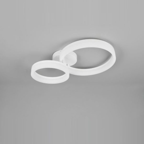 Plafoniera led 22w 4000k per soggiorno moderna bianca a 2 anelli