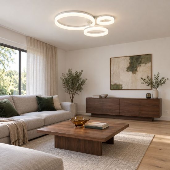 Plafoniera led 32w 4000k per soggiorno moderna bianca a 3 anelli