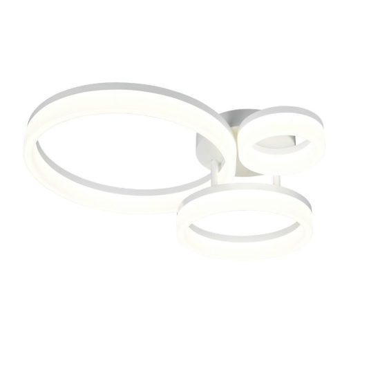 Plafoniera led 32w 4000k per soggiorno moderna bianca a 3 anelli