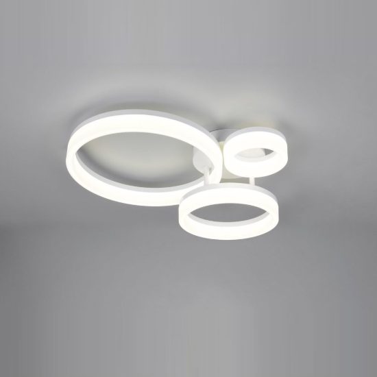 Plafoniera led 32w 4000k per soggiorno moderna bianca a 3 anelli