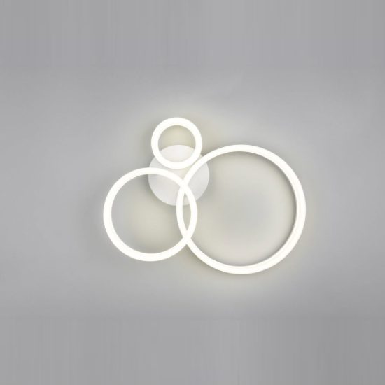 Plafoniera led 32w 4000k per soggiorno moderna bianca a 3 anelli
