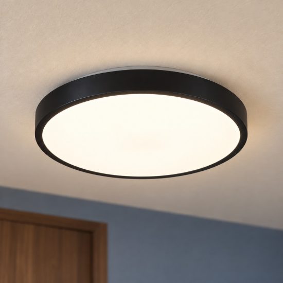 Plafoniera led 10,5w 3000k moderna rotonda nera dal design essenziale