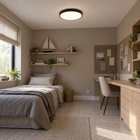 Plafoniera led 10,5w 3000k moderna rotonda nera dal design essenziale