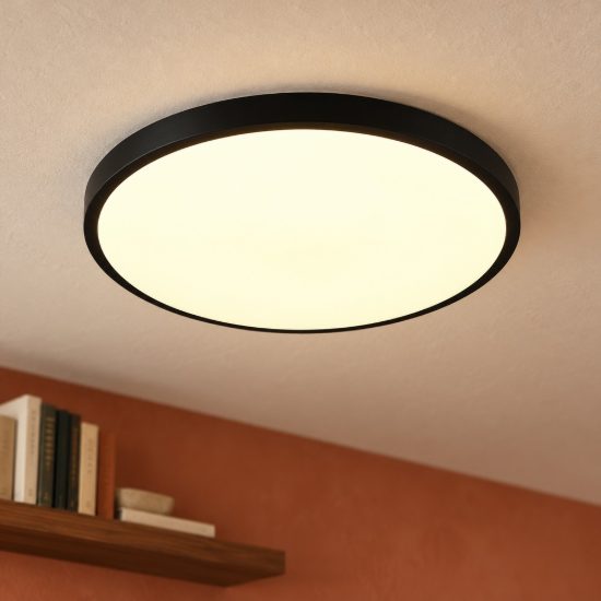 Plafoniera led 34w cct 2700k 6500k con telecomando per soggiorno moderna rotonda nera