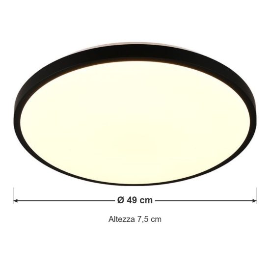 Plafoniera led 34w cct 2700k 6500k con telecomando per soggiorno moderna rotonda nera