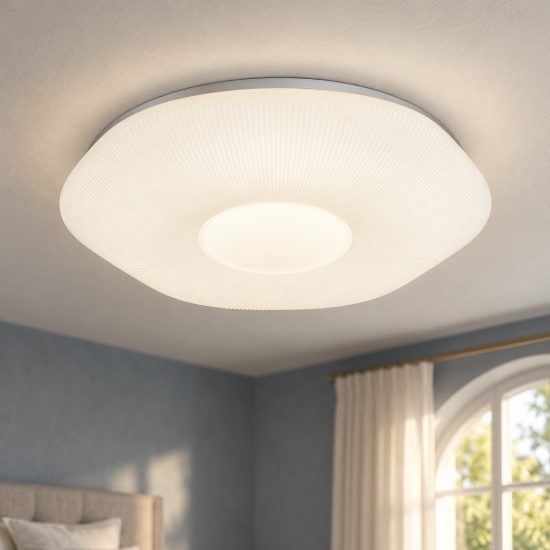 Plafoniera led 24w 4000k per soggiorno moderna esagonale bianca con diffusore rigato