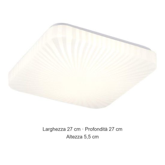 Plafoniera led 16w 4000k moderna quadrata bianca con diffusore effetto righe