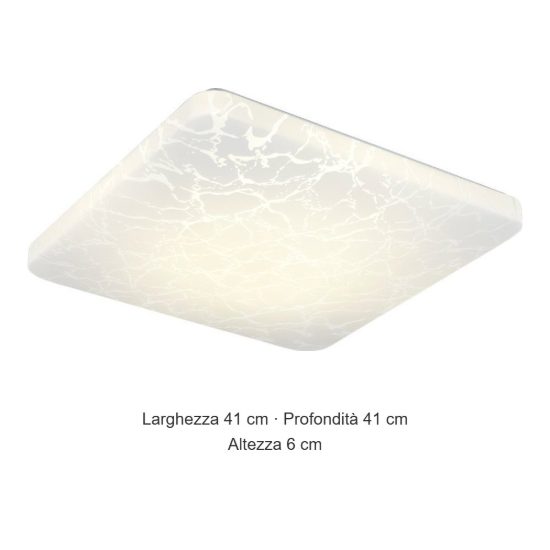 Plafoniera led 24w 4000k per corridoio moderna quadrata bianca con diffusore effetto ghiaccio