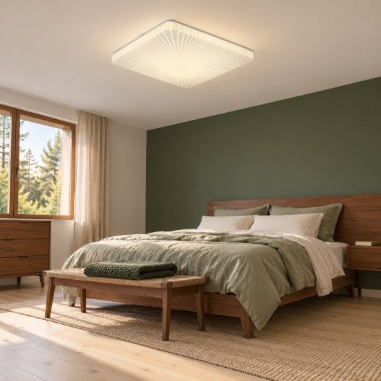 Plafoniera led 24w 4000k per corridoio moderna quadrata bianca con diffusore effetto righe
