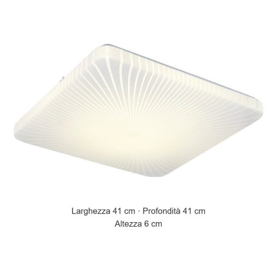 Plafoniera led 24w 4000k per corridoio moderna quadrata bianca con diffusore effetto righe