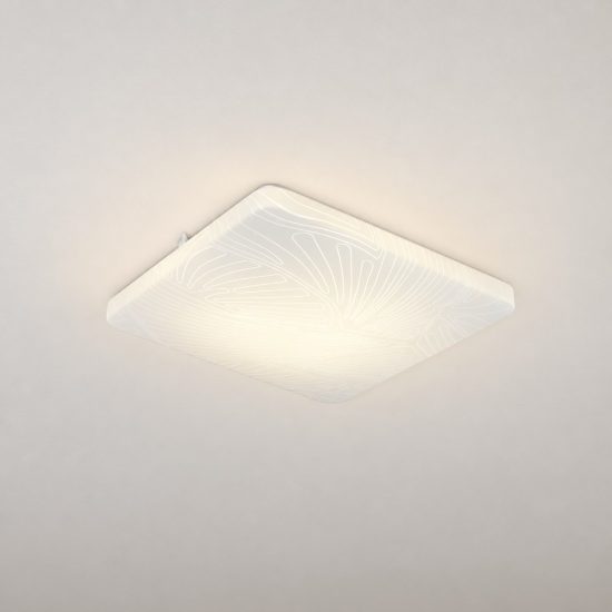 Plafoniera led 16w 4000k moderna quadrata bianca con diffusore effetto foglia