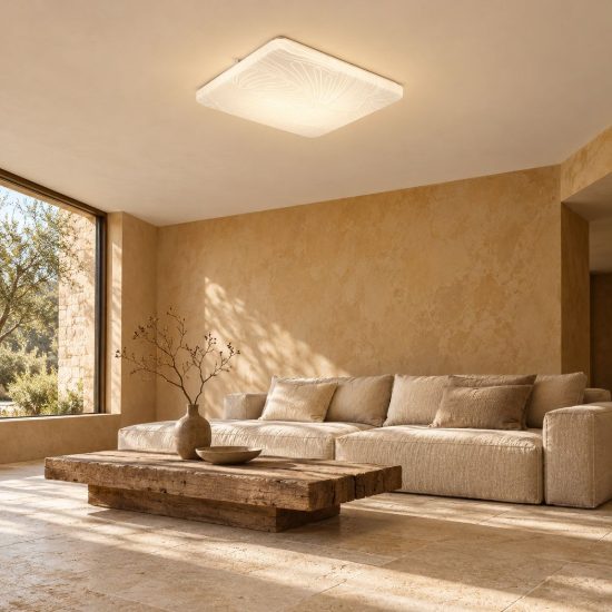 Plafoniera led 16w 4000k moderna quadrata bianca con diffusore effetto foglia