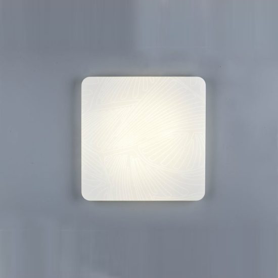 Plafoniera led 24w 4000k per corridoio moderna quadrata bianca con diffusore effetto foglia