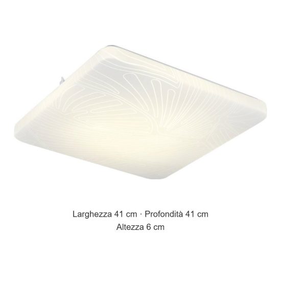 Plafoniera led 24w 4000k per corridoio moderna quadrata bianca con diffusore effetto foglia