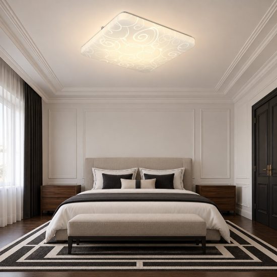 Plafoniera led 16w 4000k moderna quadrata bianca con diffusore effetto cerchio