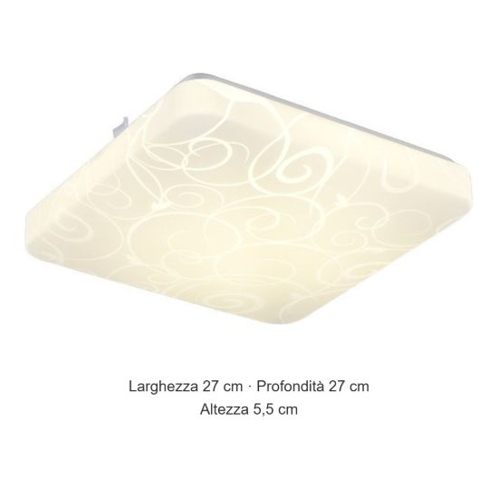 Plafoniera led 16w 4000k moderna quadrata bianca con diffusore effetto cerchio
