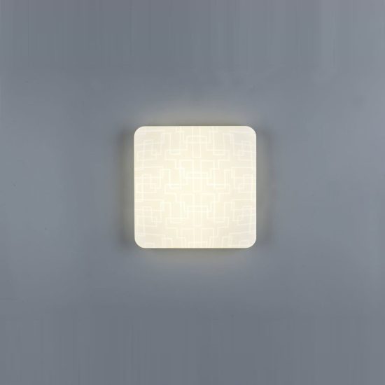 Plafoniera led 16w 4000k moderna quadrata bianca con diffusore effetto rettangoli