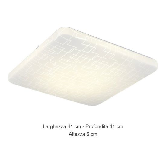 Plafoniera led 24w 4000k per corridoio moderna quadrata bianca con diffusore effetto rettangoli