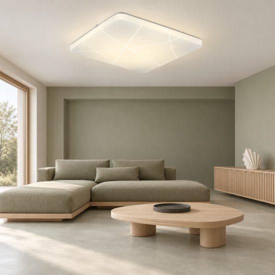 Plafoniera led 24w 4000k per corridoio moderna quadrata bianca con diffusore effetto linea