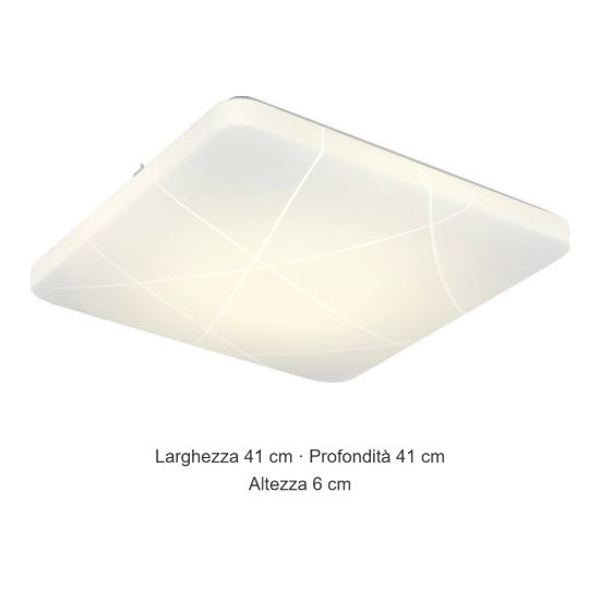 Plafoniera led 24w 4000k per corridoio moderna quadrata bianca con diffusore effetto linea