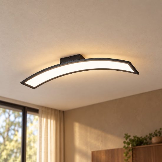 Plafoniera led 21w 3000k per soggiorno moderna nera ad arco