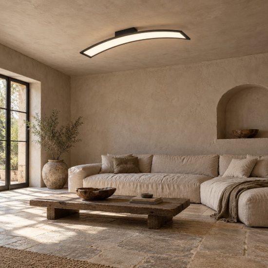 Plafoniera led 21w 3000k per soggiorno moderna nera ad arco