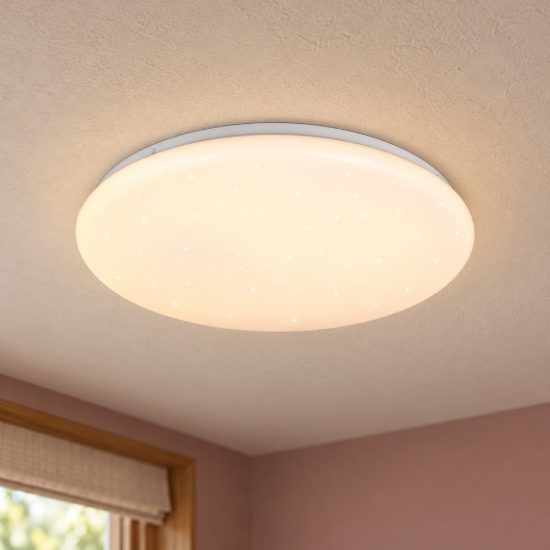 Plafoniera led 38w cct 2700k 6500k rgb con telecomando bianca effetto cielo stellato