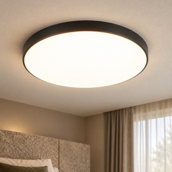 Plafoniera led 18w 4000k ip44 moderna rotonda nera con fissaggio rapido confezione 10 pezzi