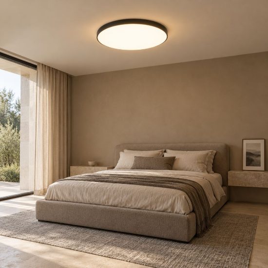 Plafoniera led 18w 4000k ip44 moderna rotonda nera con fissaggio rapido confezione 10 pezzi