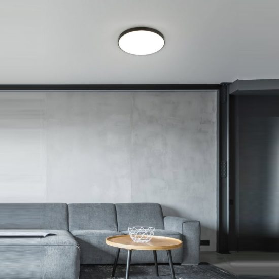 Plafoniera led 18w 4000k ip44 moderna rotonda nera con fissaggio rapido confezione 10 pezzi