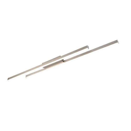 Plafoniera led 22w 3000k per soggiorno moderna lineare nichel opaco con 2 bacchette