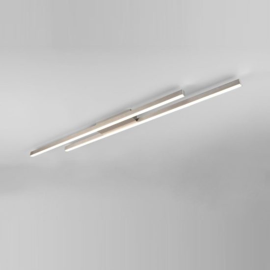 Plafoniera led 22w 3000k per soggiorno moderna lineare nichel opaco con 2 bacchette