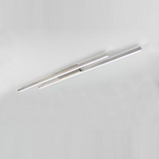 Plafoniera led 22w 3000k per soggiorno moderna lineare nichel opaco con 2 bacchette