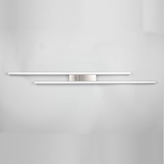 Plafoniera led 22w 3000k per soggiorno moderna lineare nichel opaco con 2 bacchette