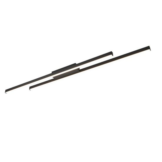 Plafoniera led 22w 3000k per soggiorno moderna lineare nera con 2 bacchette