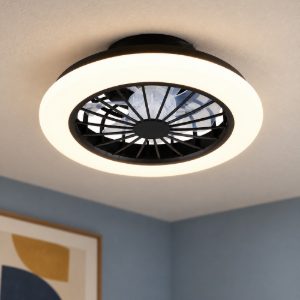 Ventilatore da soffitto con luce led 22w cct 2700k 6500k con telecomando nero con anello luminoso