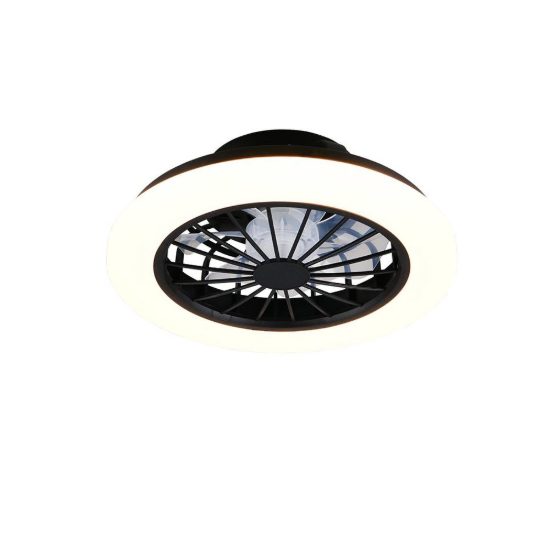 Ventilatore da soffitto con luce led 22w cct 2700k 6500k con telecomando nero con anello luminoso