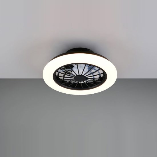 Ventilatore da soffitto con luce led 22w cct 2700k 6500k con telecomando nero con anello luminoso