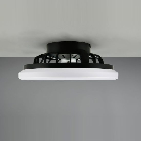 Ventilatore da soffitto con luce led 22w cct 2700k 6500k con telecomando nero con anello luminoso