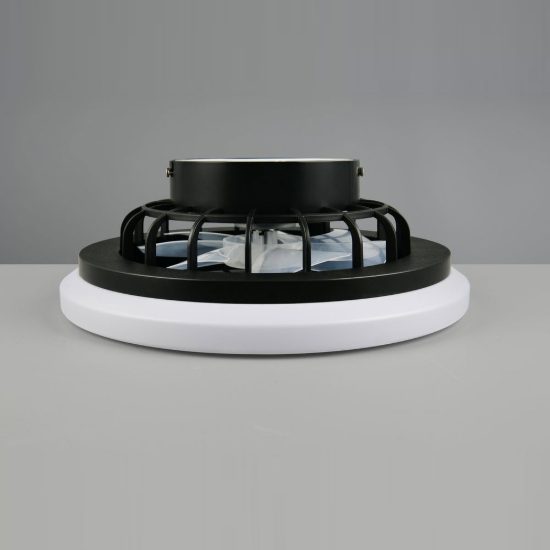 Ventilatore da soffitto con luce led 22w cct 2700k 6500k con telecomando nero con anello luminoso