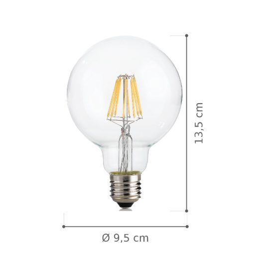Ideal lux lampadina led e27 a globo 9,5cm 8w 3000k trasparente confezione 10 pezzi