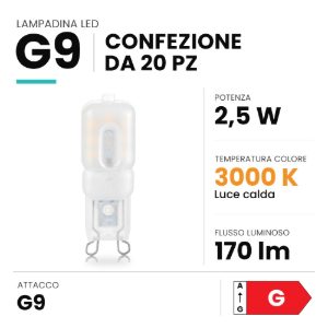 Ideal lux lampadina led g9 a capsula 2,5w 3000k bianca confezione 20 pezzi