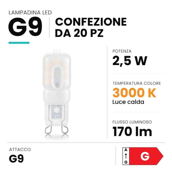 Ideal lux lampadina led g9 a capsula 2,5w 3000k bianca confezione 20 pezzi