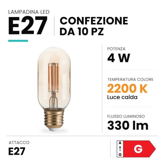 Ideal lux lampadina led e27 decorativa bomb 4w 2200k ambra confezione 10 pezzi
