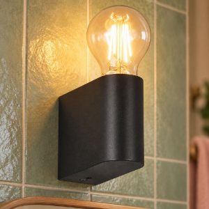 Applique per bagno ip44 moderna nera dal design minimale
