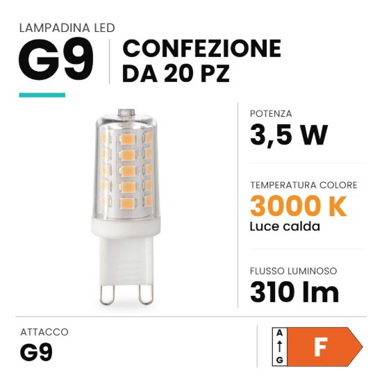 Ideal lux lampadina led g9 a capsula 3,5w 3000k trasparente confezione 20 pezzi