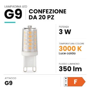 Ideal lux lampadina led g9 a capsula 3w 3000k dimmerabile trasparente confezione 20 pezzi