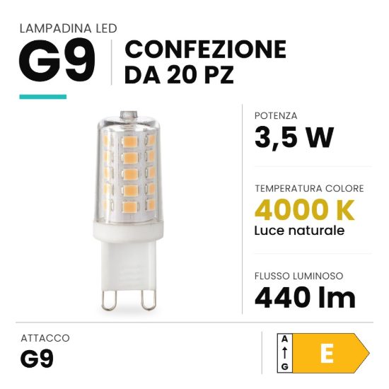 Ideal lux lampadina led g9 a capsula 3,5w 4000k dimmerabile trasparente confezione 20 pezzi