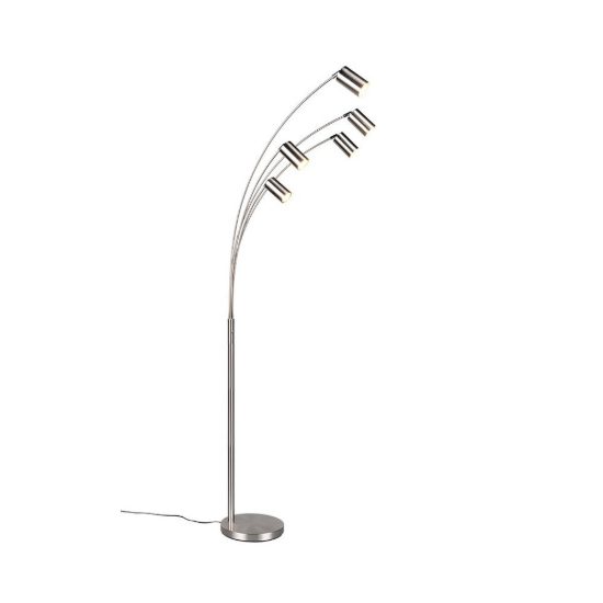 Piantana 5 luci per soggiorno moderna nichel opaco con faretti orientabili